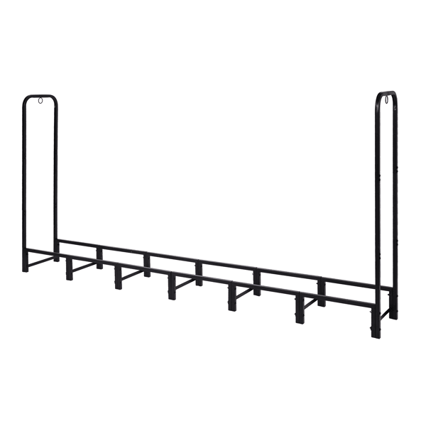 8FT Firewood Rack Outdoor, Heavy Duty Firewood Storage Rack, Outdoor Firewood Rack with Cover, Wood Rack Log Rack for Outdoor & Indoors, Black