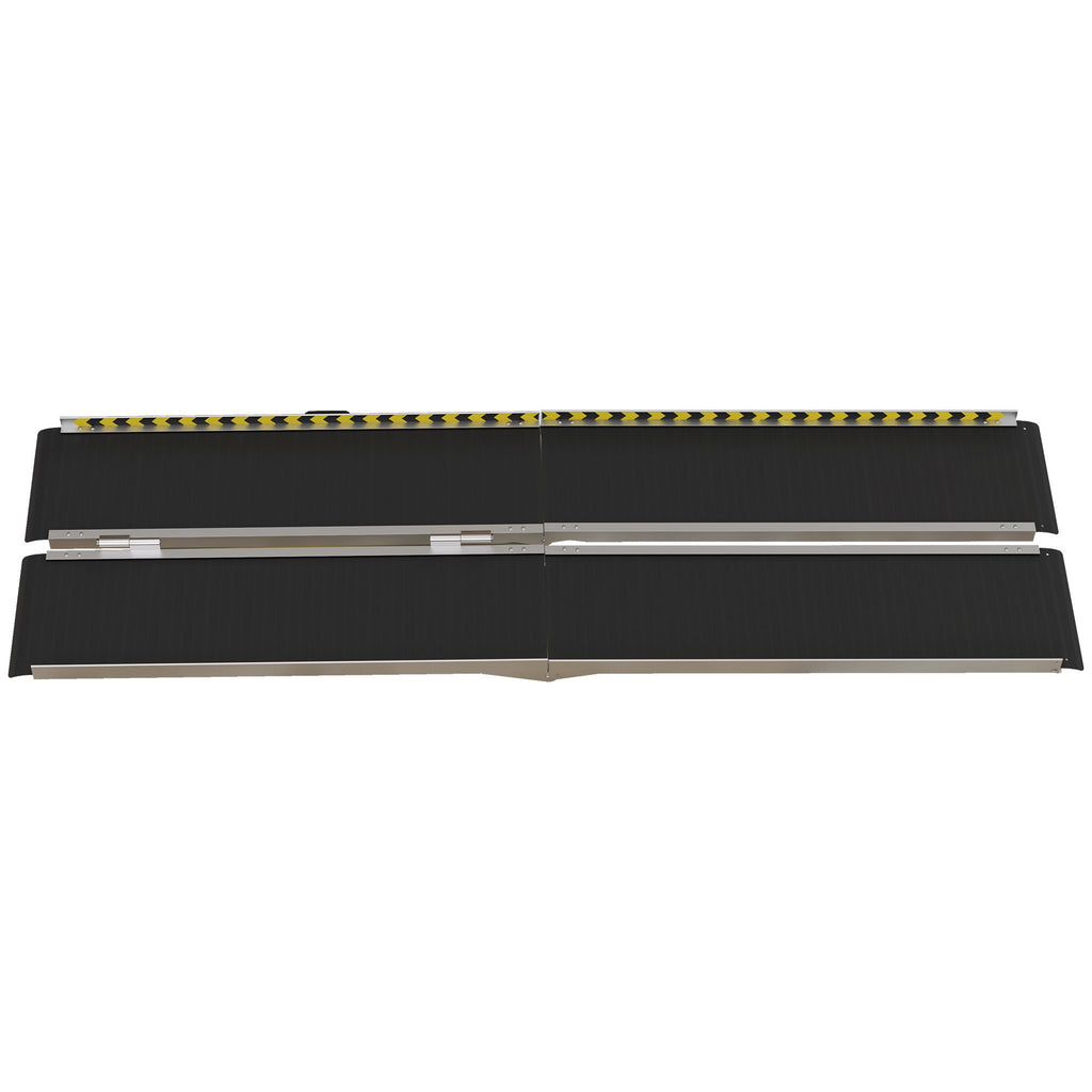 8ft Folding Wheelchair Ramp, Aluminum, Non-Slip, 600lbs Capacity, for Doorways, Steps, Black
