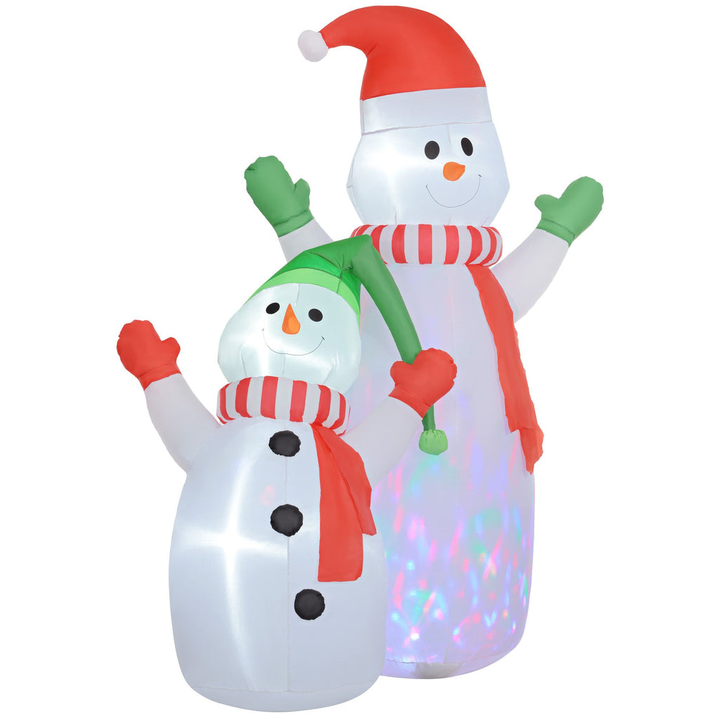 8FT Giant Inflatable Snowman, Christmas Blow Up Snowman with Rotating Colorful LED Light for Indoor, Outdoor, Yard