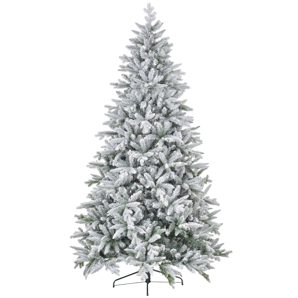 8ft Snow Xmas Trees, Flocked Christmas Tree with Snow Tips, Easy Assembly, Hinged Xmas Tree for Home Office Holiday