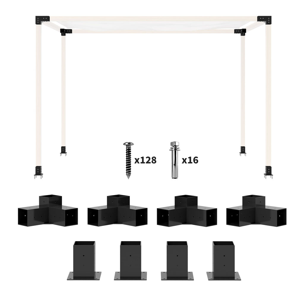 8PCS Pergola Kit, Pergola Brackets with 3-Way & 4-Way Corner Brackets for 4"x4" (Actual 3.6"x3.6") Lumber
