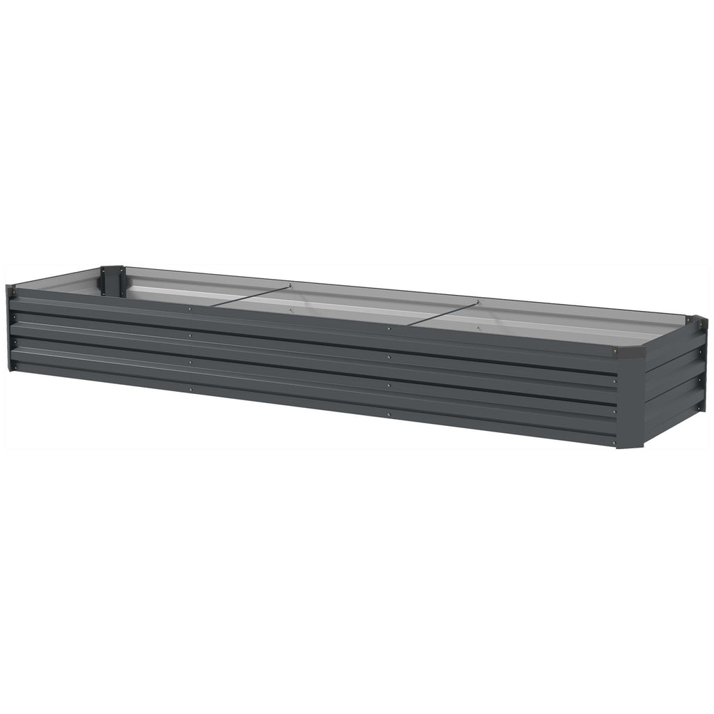 8x2x1ft Galvanized Raised Garden Bed Kit with Safety Edging for Flowers, Herbs and Vegetables, Dark Gray