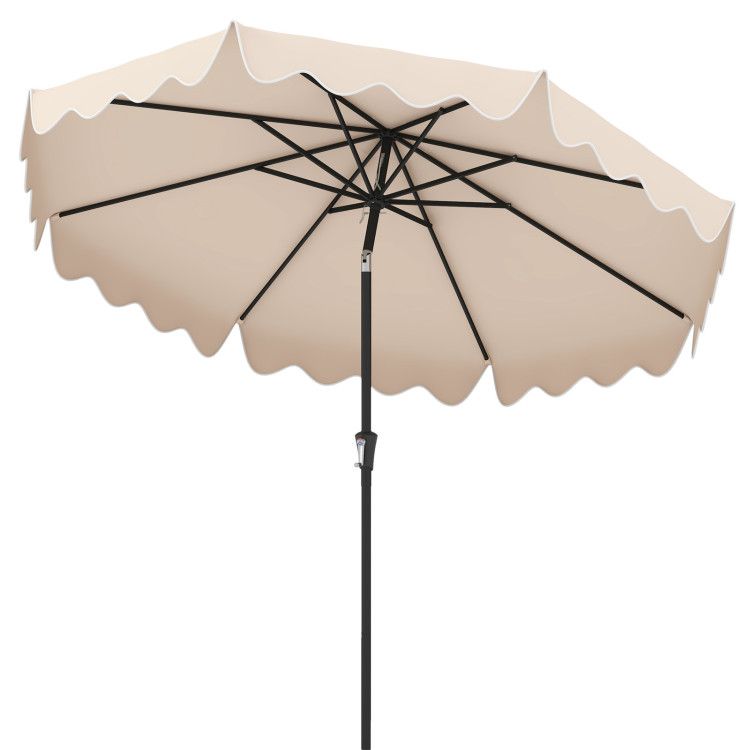 9 Feet Patio Umbrella with Crank Handle and Push Button Tilt