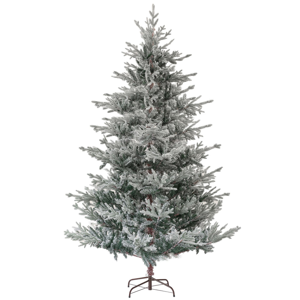 9 Foot Artificial Nordic Pine Christmas Tree with Snow, Easy Assembly, Hinged Xmas Tree for Home Office Holiday
