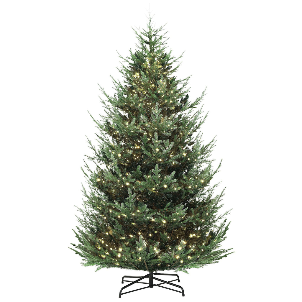 9 ft Artificial Christmas Tree, Prelit Christmas Tree with 300 LED Lights, 1939 Branch Tips and Wide Metal Base, Green