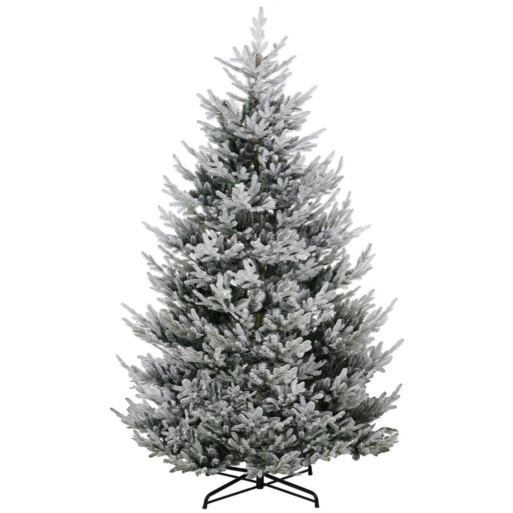 9 FT Christmas Tree, Flocked Hinged Xmas Tree with 1939 Tips, Steel Base, Auto Open, Green