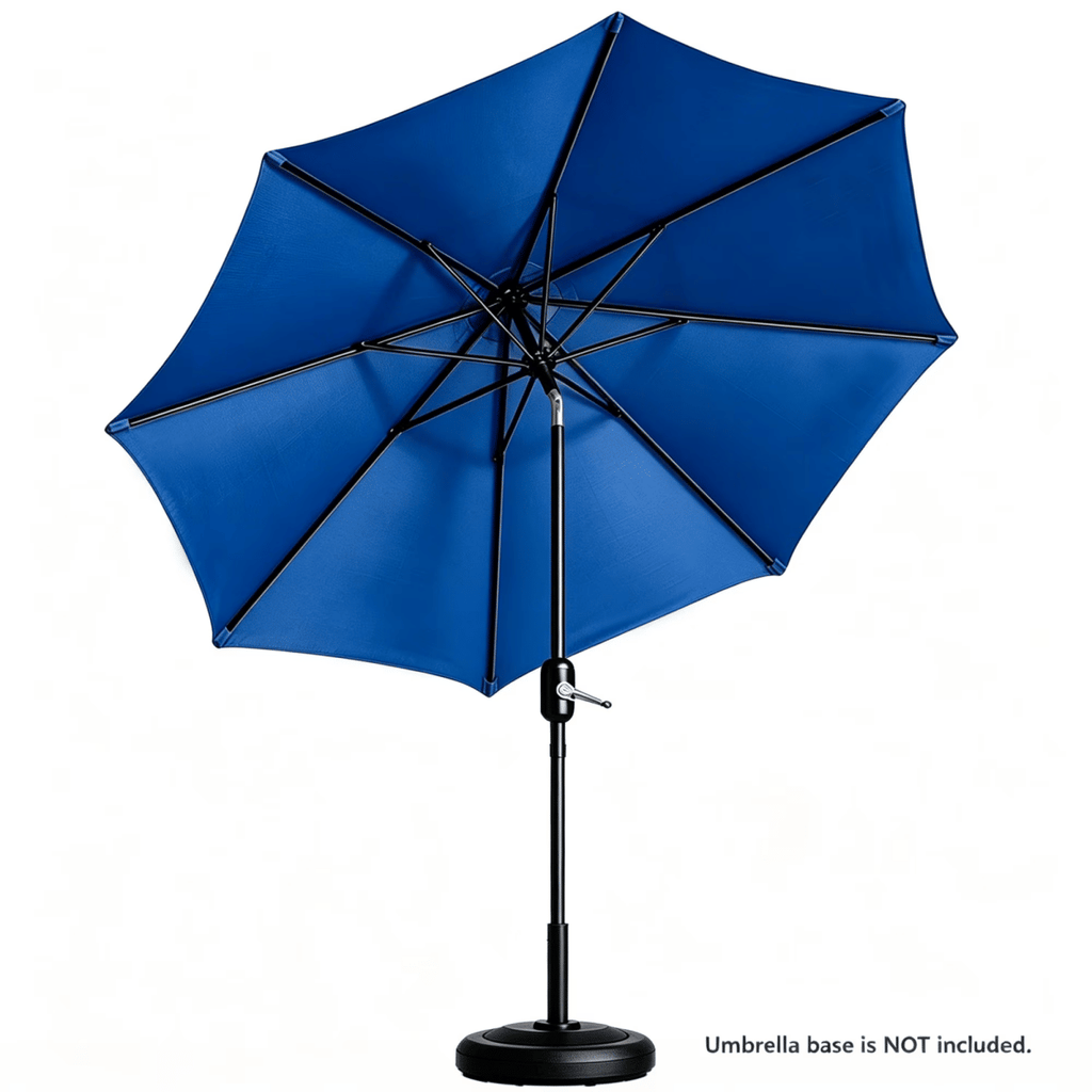 9 ft Outdoor Patio Market Umbrella with Push Button Tilt and Crank Handle, 8 Steel Ribs, Blue