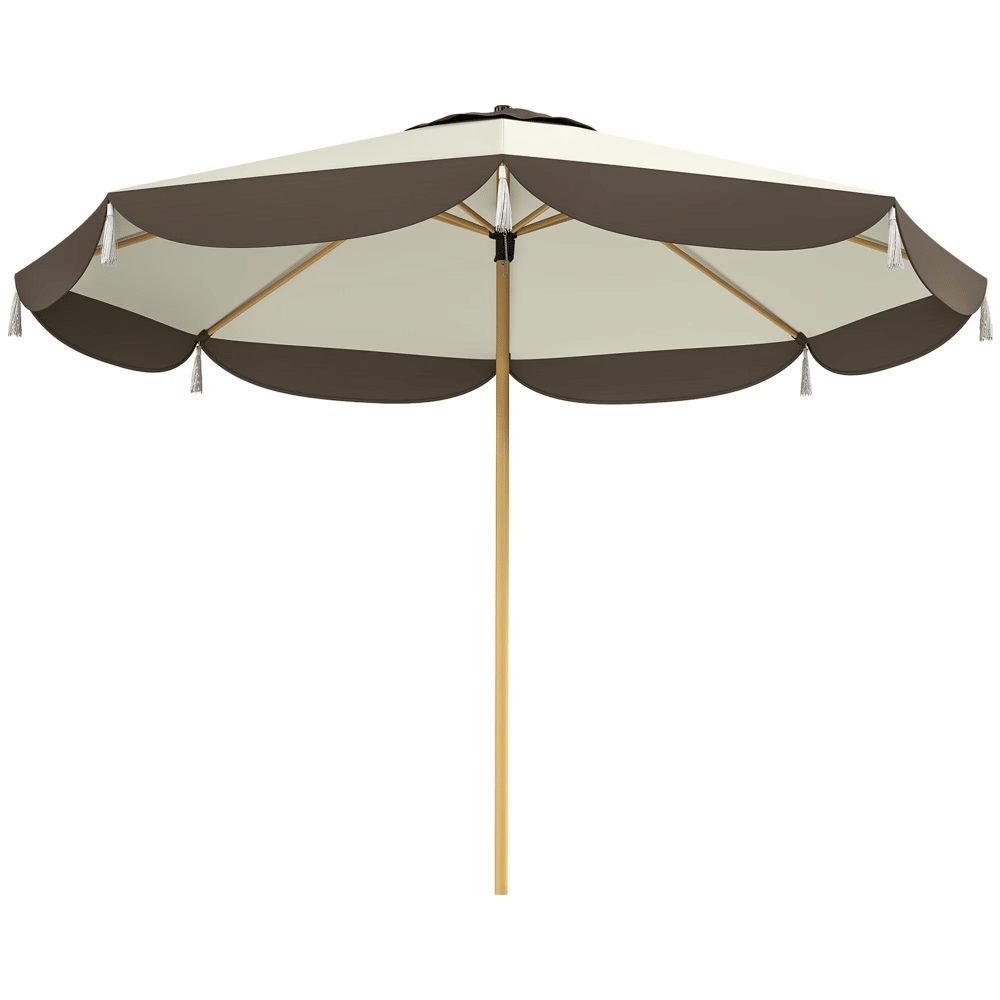 9 Ft Patio Umbrella, UPF 50+ Outdoor Market Umbrella with 8 Ribs, Vented OutdoorTableUmbrellaforDeck,Backyardand Lawn, Cream White