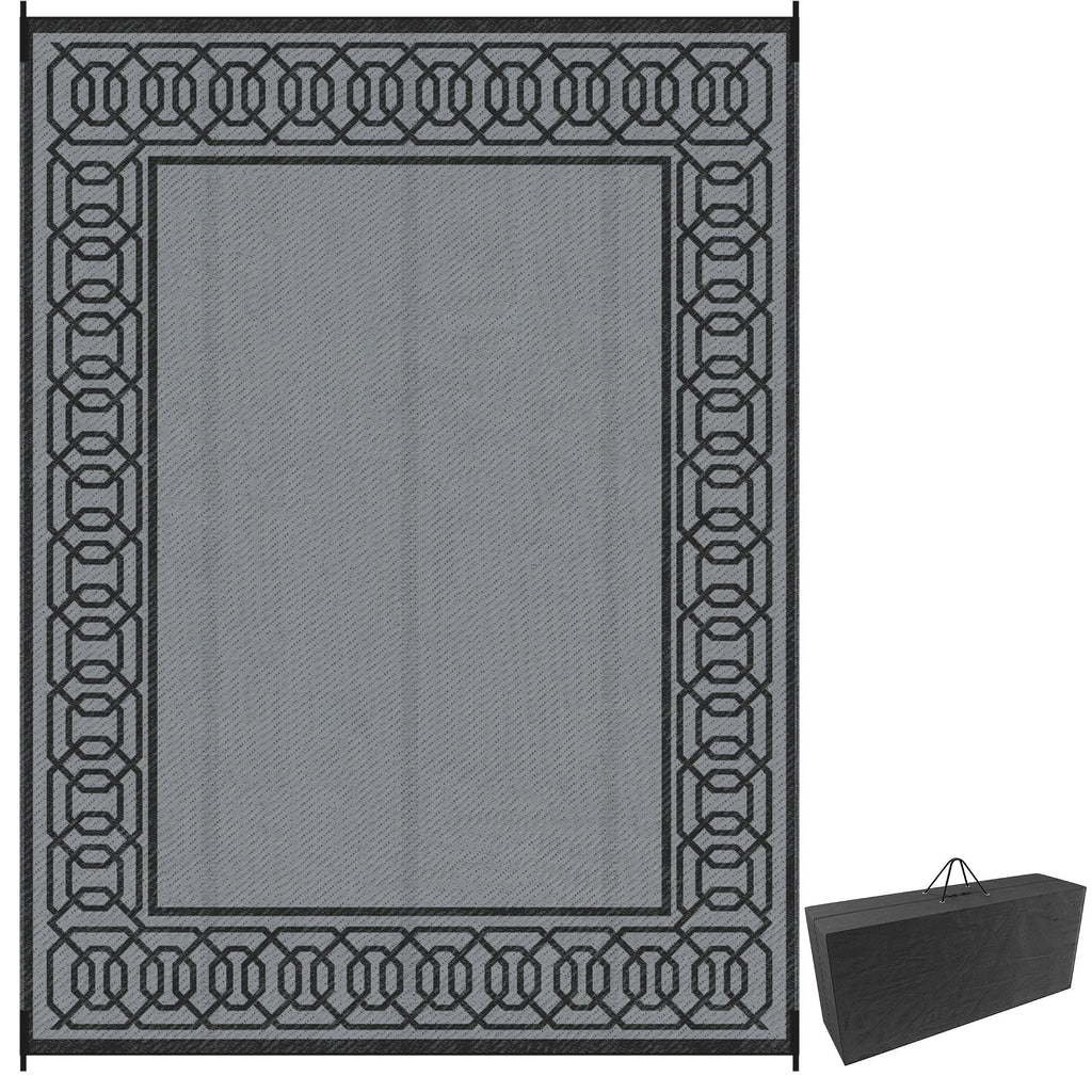 9' x 12' RV Mat, Outdoor Patio Rug / Large Camping Carpet with Carrying Bag, Waterproof Plastic Straw, Design for Backyard
