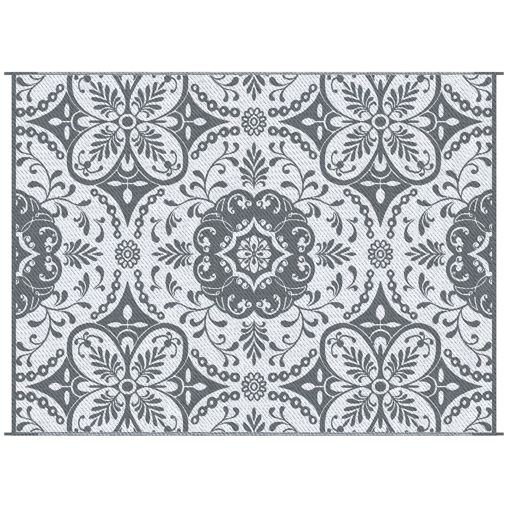 9' x 12' RV Outdoor Rugs / RV Outdoor Carpet with Carrying Bag, Gray & White Floral