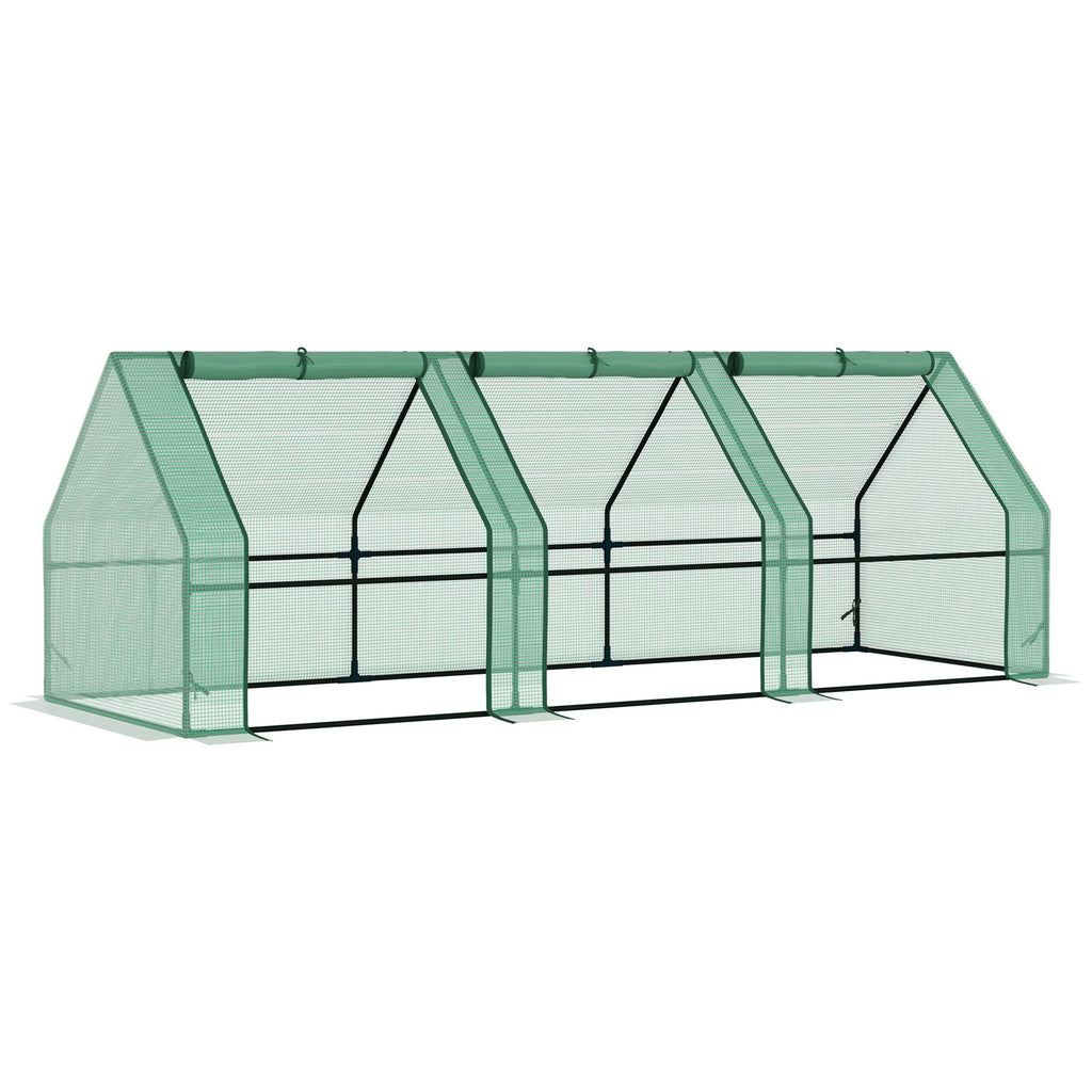 9' x 3' x 3' Portable Mini Greenhouse Outdoor Garden with Large Zipper Doors and Water/UV PE Cover, Green
