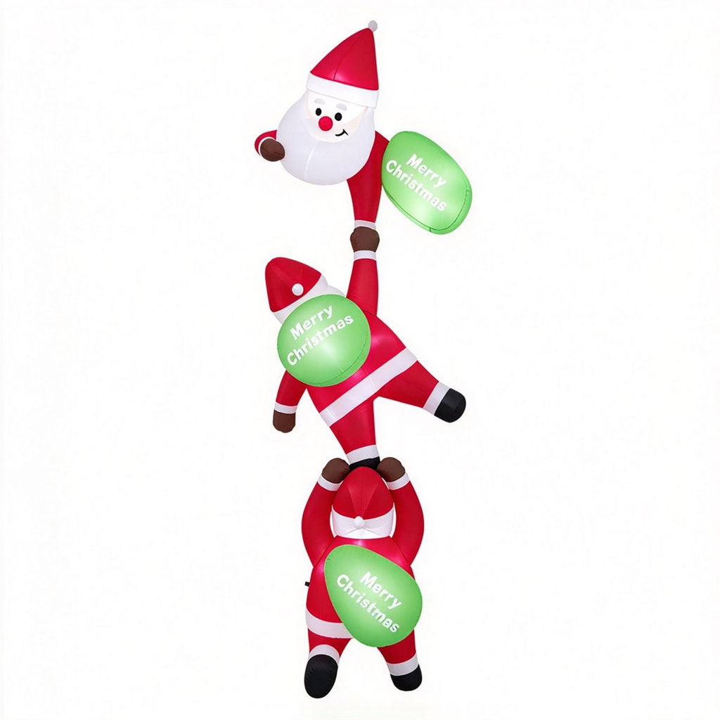 9.2 FT Hanging Christmas Inflatable with 3 Climbing Santas & Gift Bags, Built-in LED Lights Blow Up Decor for Rooftop Balcony Tree Holiday Display
