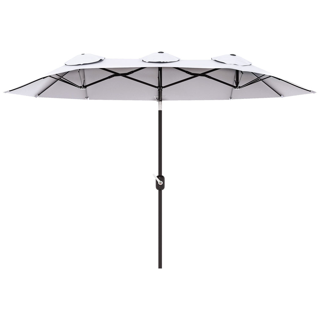 9.5' Double-Sided Patio Umbrella, Large Outdoor Market Umbrella with Push Button Tilt, Crank, 12 Ribs, for Garden, Deck, Pool