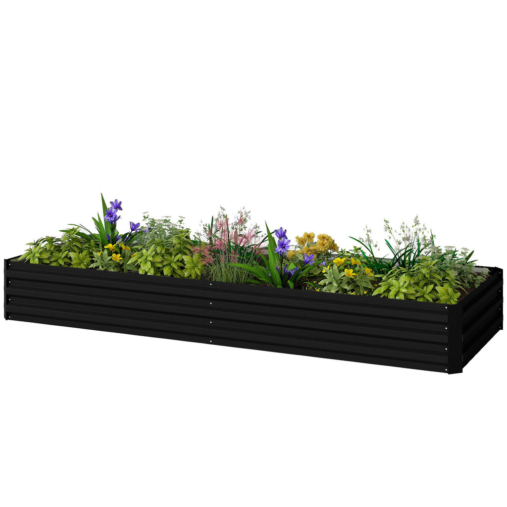 95" x 36" x 12" Galvanized Raised Garden Bed, Easy DIY and Cleaning for Growing Flowers, Herbs, Succulents, Black