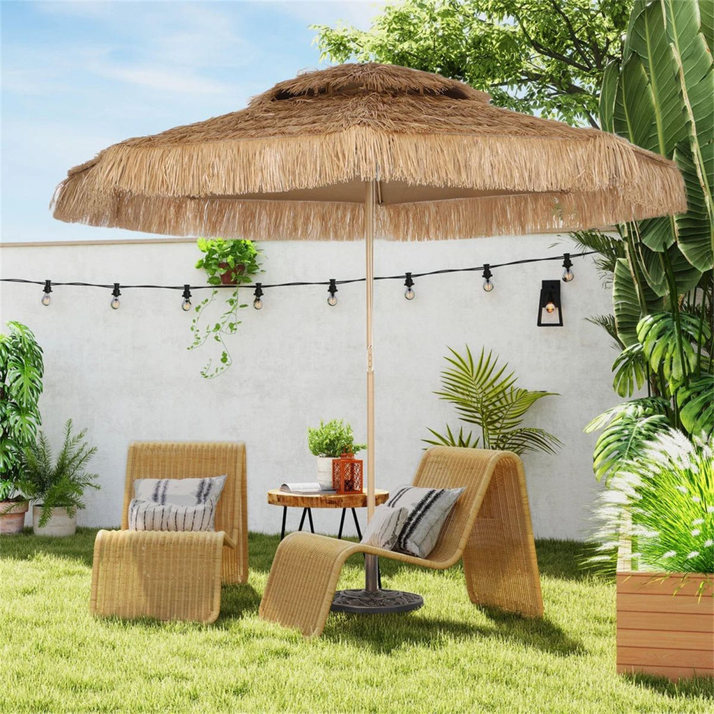 9.6 Feet Patio Thatched Tiki Umbrella Hawaiian Hula Beach Umbrella with 8 Ribs