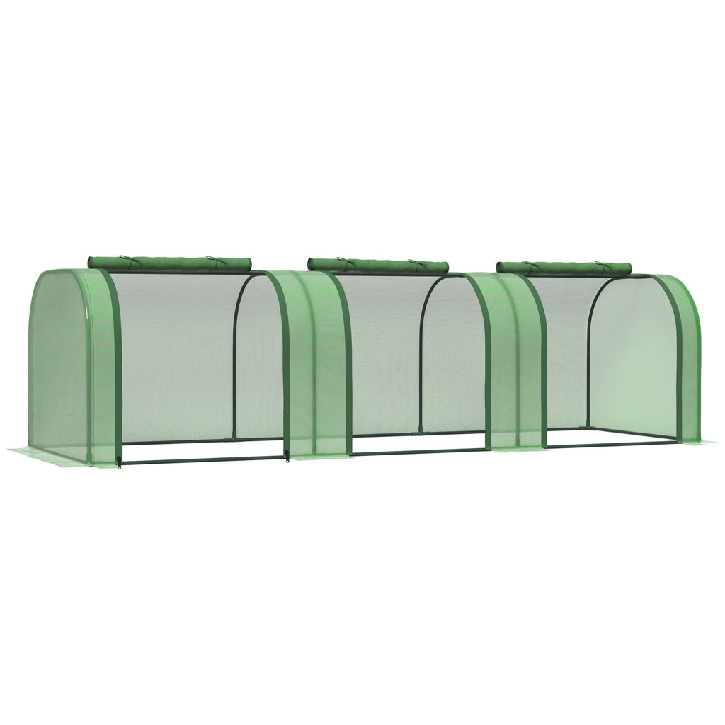 9.7' L x 3' W x 2.5' H Portable Tunneled Greenhouse with 3 Zippered Doors, Water/UV Fighting PE Cover