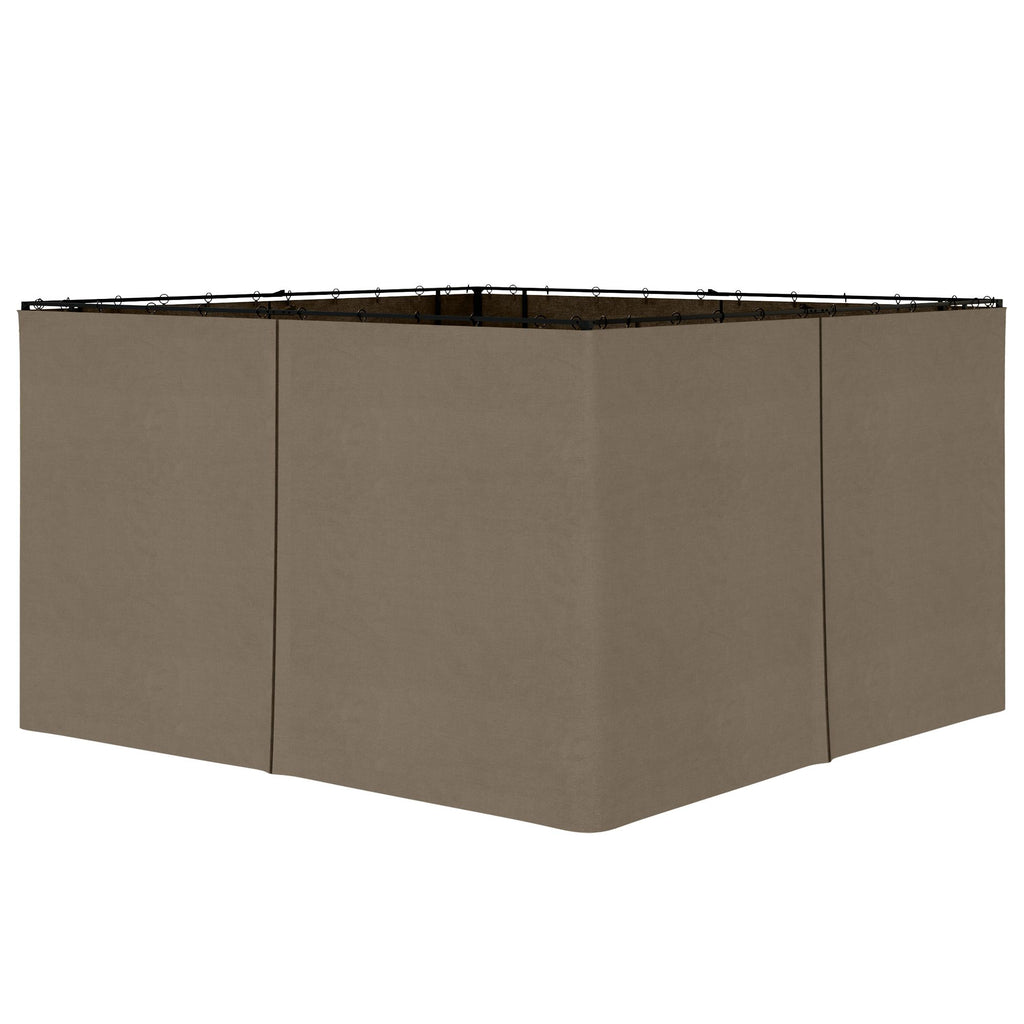 9.84' x 11.8' Universal Gazebo Sidewall Set with 4 Panels, Hooks/C-Rings Included for Pergolas & Cabanas, Brown