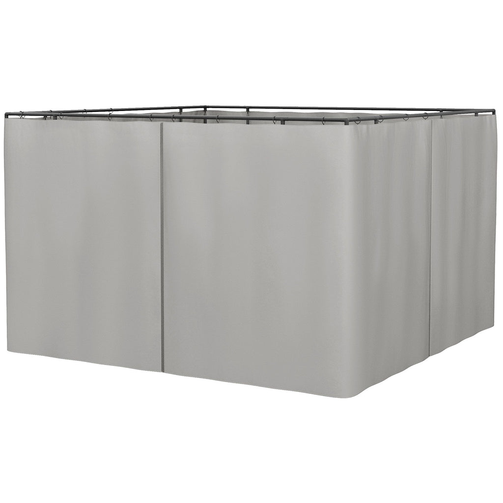 9.84' x 9.84' Universal Gazebo Sidewall Set with 4 Panel 40 Hook/C-Ring Included for Pergolas & Cabanas Light Gray