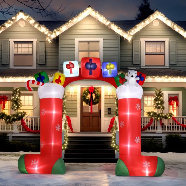 9ft 24w 11 LED Lights Christmas Sock Arch Holiday Arch Christmas Decoration