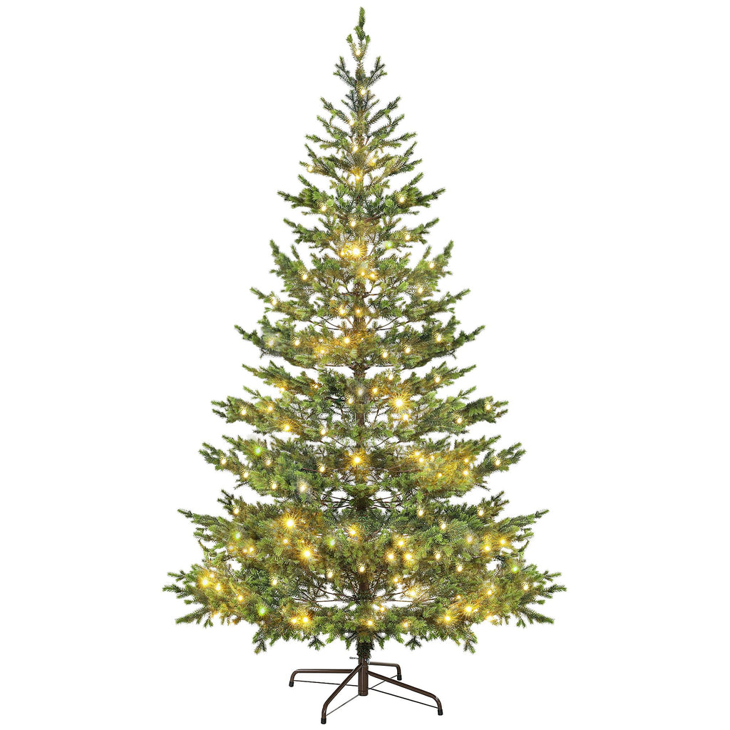 9ft Artificial Lit Christmas Tree, Sparse Cedar Tree w/ LED Lights & 4306 Tips, Includes Stand, Perfect for Home Office Holiday