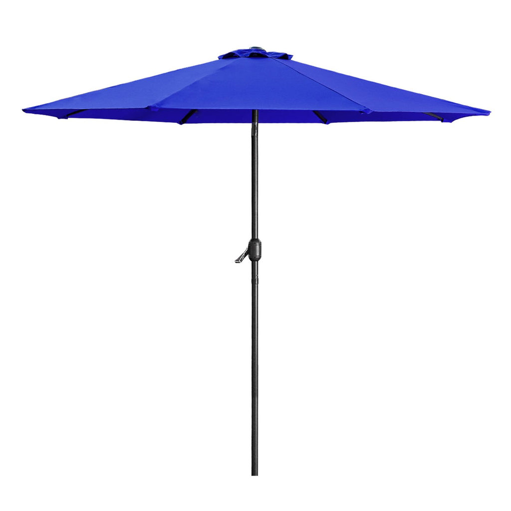 9FT Blue Patio Umbrella Pool Umbrella Table Umbrella with Push Button Tilt and Crank, 8 Steel Ribs, Polyester