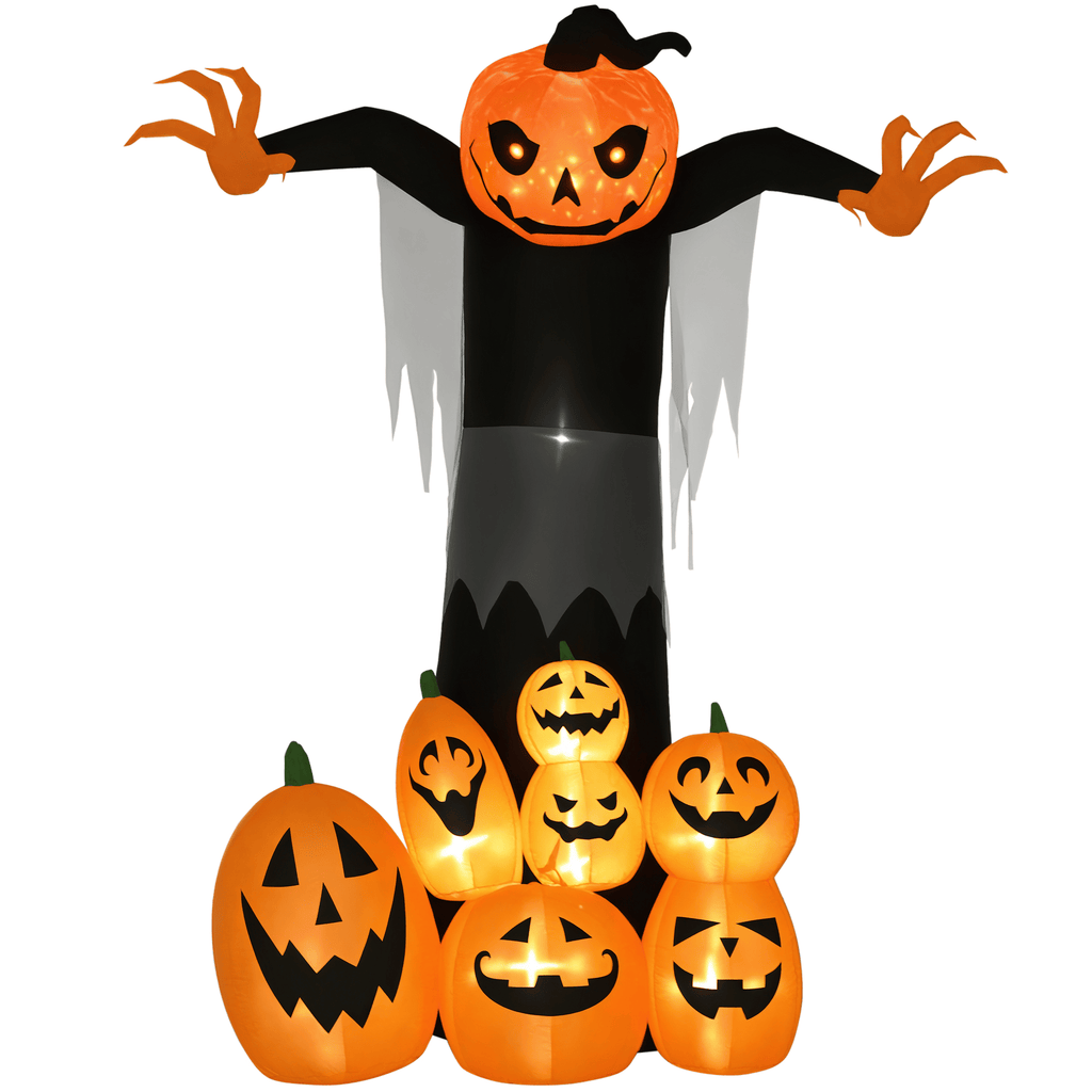 9ft Halloween Inflatables Outdoor Decorations, Pumpkin Ghost with Pumpkin Patch, Outdoor Giant Blow Up Yard Decor with Build-in LED for Garden, Lawn, Party, Holiday
