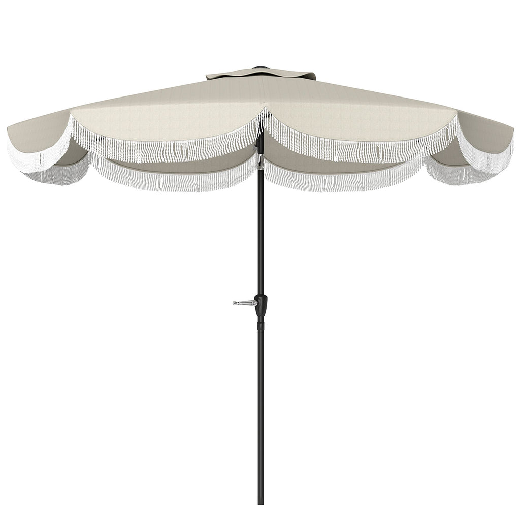 9FT Patio Umbrella, UPF 30+ Outdoor Market Umbrella with Crank, 8 Ribs, Push Button Tilt, Vented Patio Table Umbrella for Deck Backyard Lawn, Light Gray