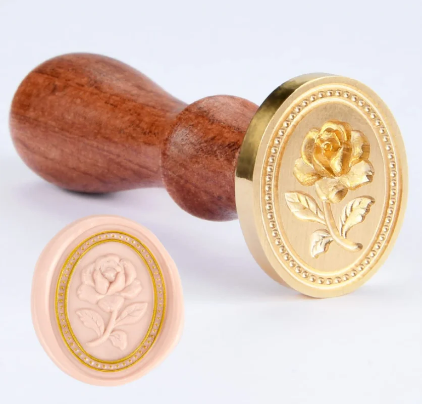 3D Embossed Honey Beeswax Seal Stamp Brass Head with Wooden Handle Make Wax Seals for Wedding Invitations/Envelopes/Gift Wrap