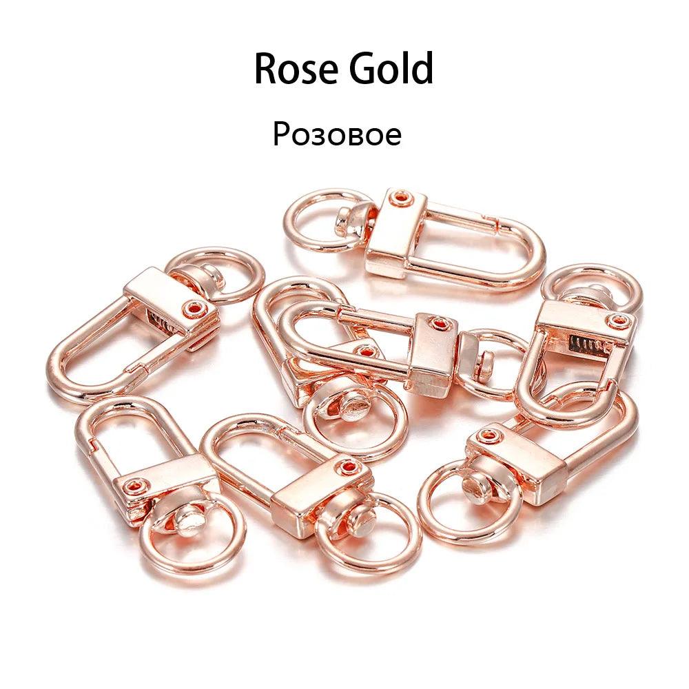 10pcs/lot 12x33mm Rotating Dog Buckle Gold Rhodium Metal Lobster Clasps Hooks For DIY Jewelry Making Key Ring Chain Accessories