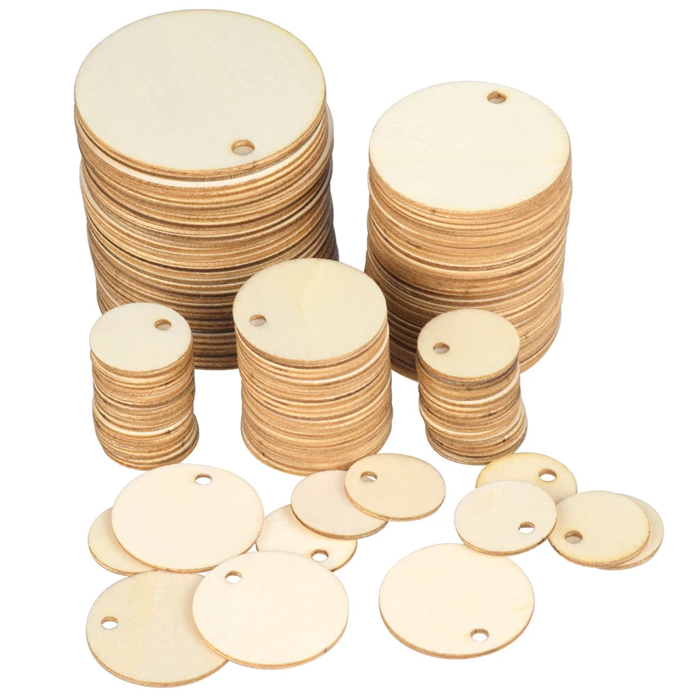 50/100pcs Round Pack Wooden 2cm 3cm 4cm 5cm Circles Natural Discs Blank Signs Crafts Wedding Party Gift Label Hang Tag Cards