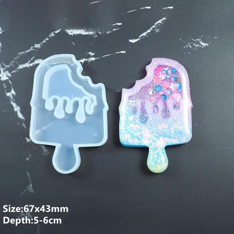 Hot Shaker Silicone Molds Epoxy Resin Bear Star Popsicle Shaker mold Key Chain Charms Shiny Mold DIY Jewelry Craft Tool