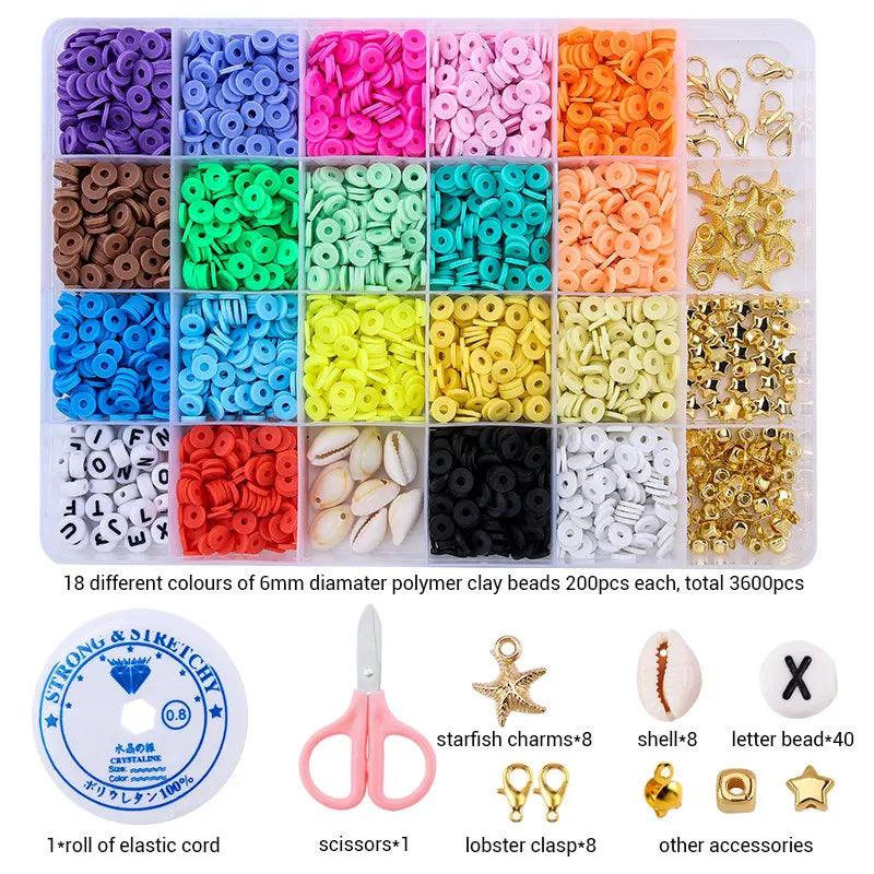6mm Flat Round Polymer Clay Spacer Beads for Jewelry Making Bracelets Necklace Earring DIY Craft Kit with Pendant 4080pcs/box