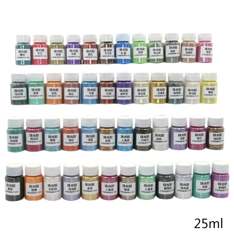 48 Colors Cosmetic Grade Pearlescent Brilliant Natural Mica Mineral Powder Pigments Epoxy Resin Dye Soap Making Tool drop ship