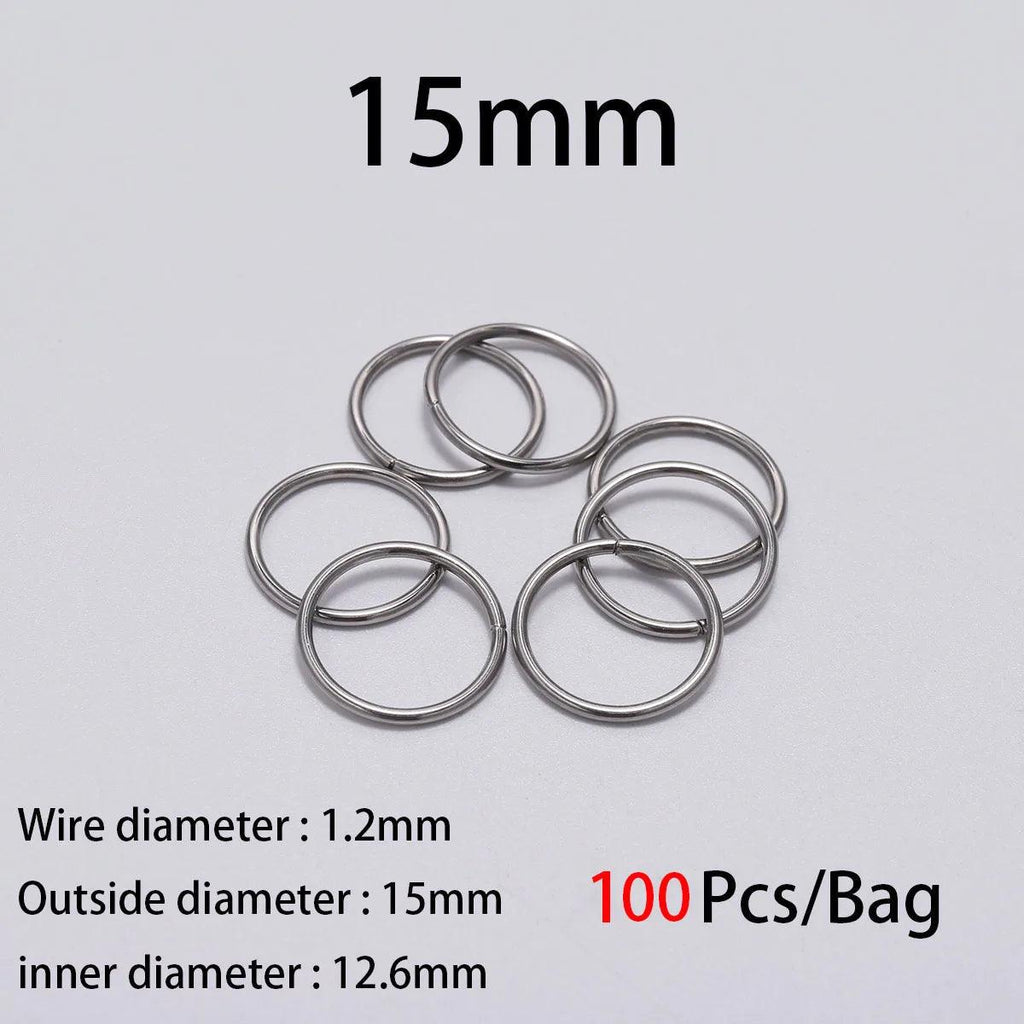 100-200pcs 3-15mm Stainless Steel Open Single Loops Jump Rings Split Ring For Jewelry Making DIY Connector Accessories