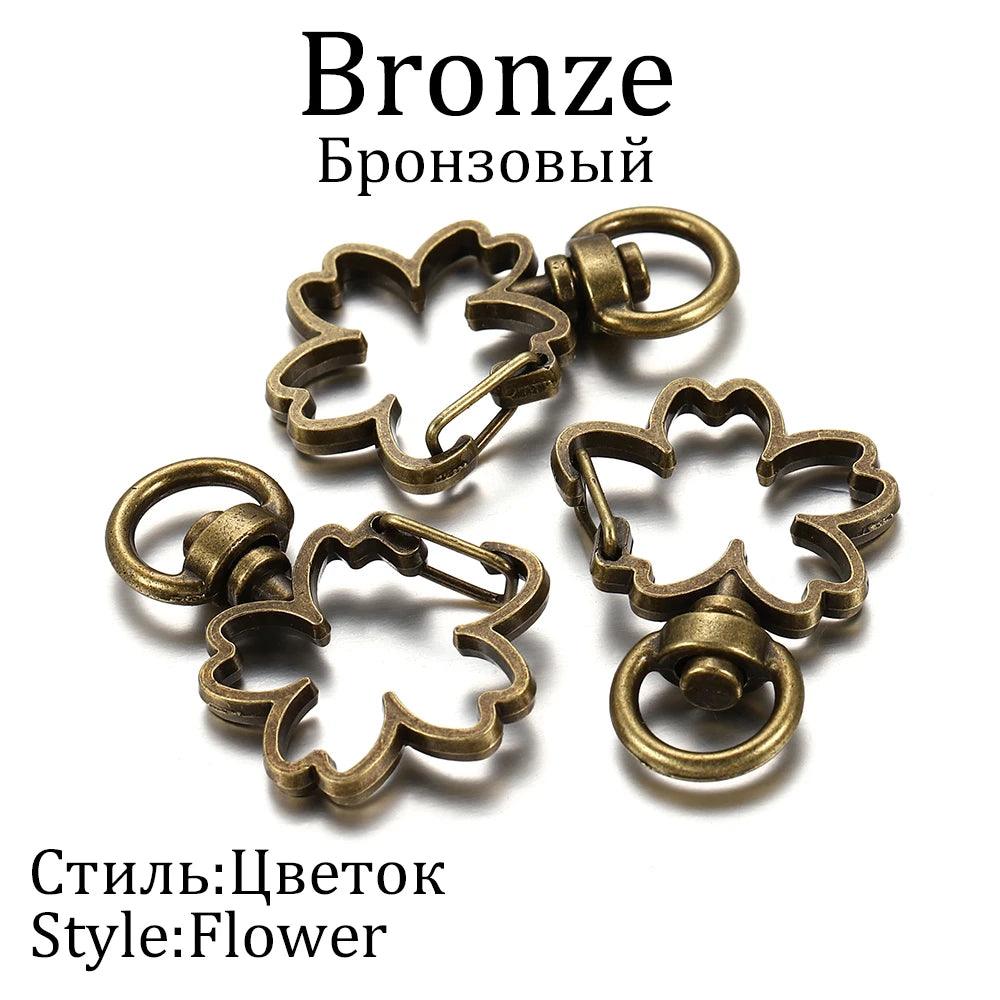 10pcs/lot Star Moon Heart Cat Dog Shell Dolphins Flowers Charms Lobster Clasps Hook For DIY Key Chain Jewelry Making Accessories