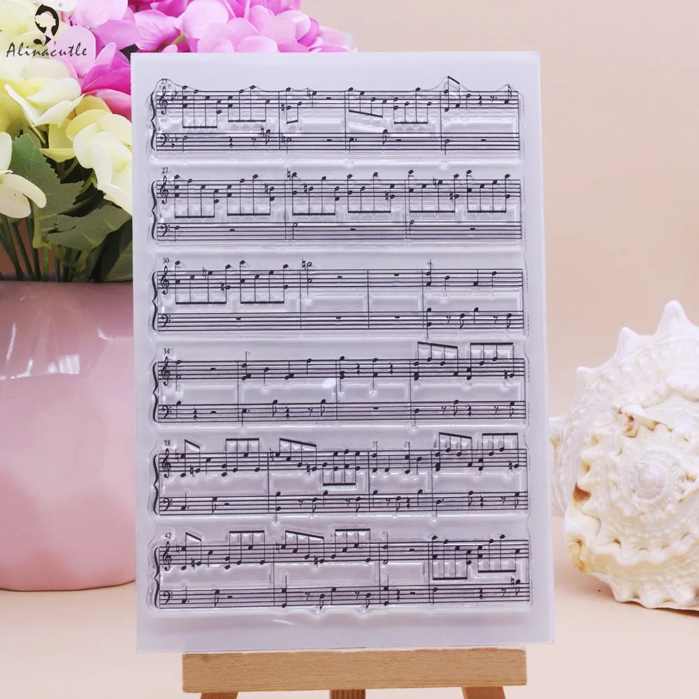 Alinacutle CLEAR STAMPS Music Background DIY Scrapbooking Card Album Paper Craft Rubber Transparent Silicon Clear Stamp