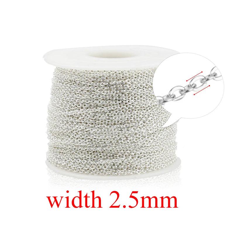 2m/lot Stainless Steel Cable Chain Bulk for Silver Rose Gold Chain 1mm 1.5mm 2mm 2.5mm Necklace Diy Jewelry Materials