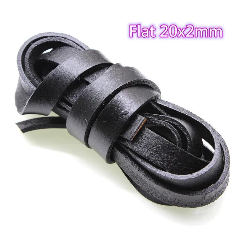 2 Meter Black Genuine Cow Leather Round/Flat Strand Thong Cord DIY Bracelet Findings Rope String For Jewelry Making Accessories