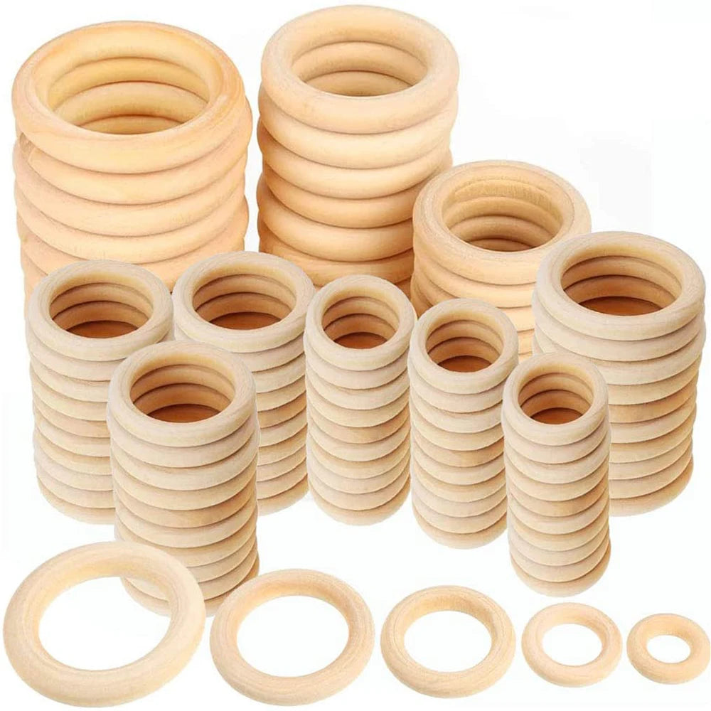 15-100mm Unfinished Wooden Rings for Crafts Natural Wood Rings DIY Wood Hoops Ornaments Connectors Jewelry Making Ring Pendant