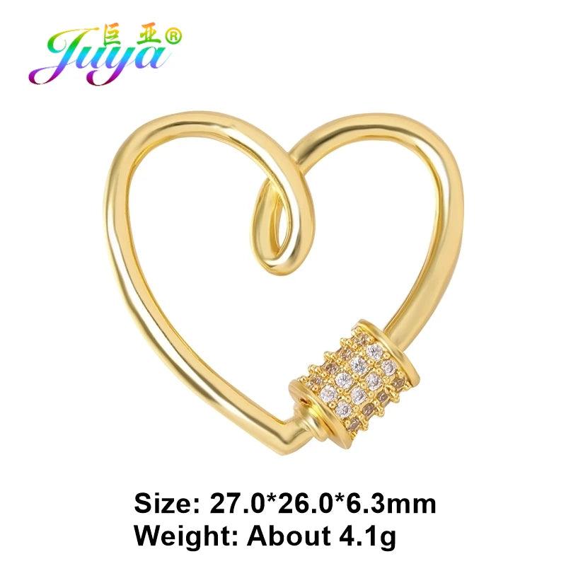 Juya Handmade Creative 18K Gold Plated Brass Screw Locks Carabiner Clasps Accessories For DIY Mesh Chains Pendant Jewelry Making