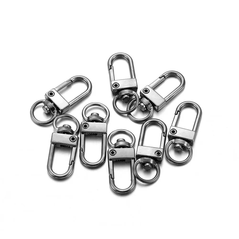 10pcs/lot 12x33mm Rotating Dog Buckle Gold Rhodium Metal Lobster Clasps Hooks For DIY Jewelry Making Key Ring Chain Accessories