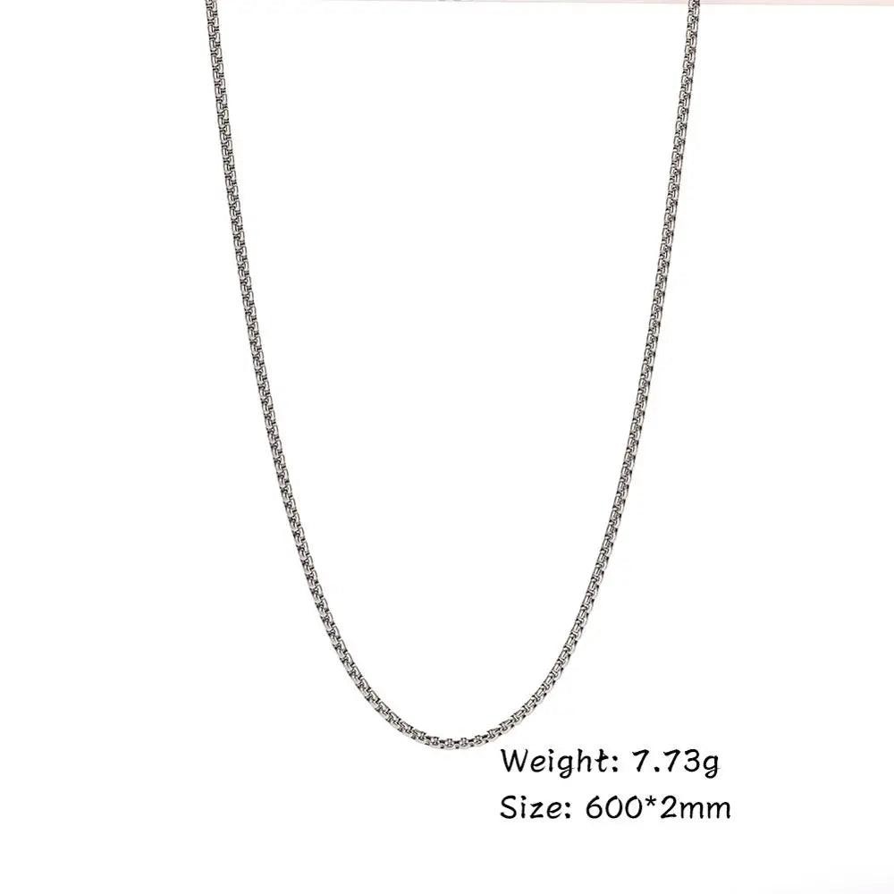 Skyrim Fashion 60cm Long Box Chain Necklace Stainless Steel Statement 2-4mm Thick Chains Jewelry Gift for Men Women Wholesale