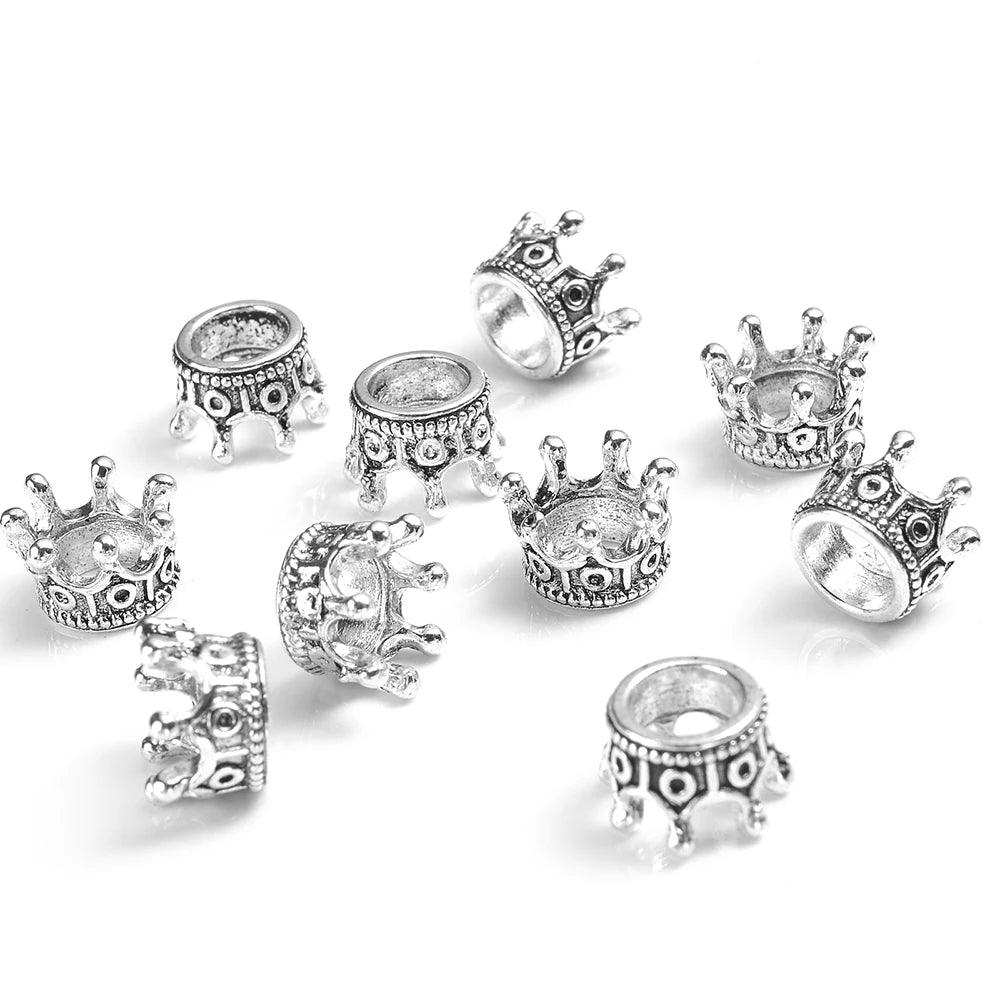 10/50pcs Alloy Loose Spacer Beads Gold Silver Crown Beads for Jewelry Making DIY Bracelet Handmade Accessories 6x9/12mm