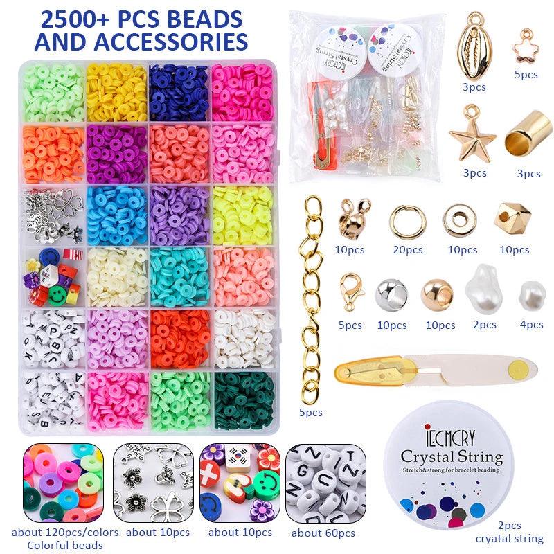 6mm Flat Round Polymer Clay Spacer Beads for Jewelry Making Bracelets Necklace Earring DIY Craft Kit with Pendant 4080pcs/box