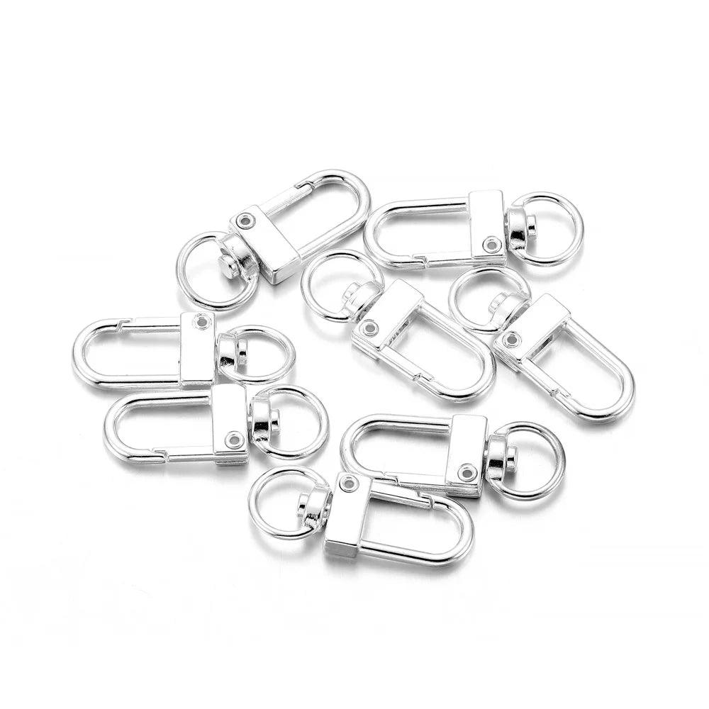 10pcs/lot 12x33mm Rotating Dog Buckle Gold Rhodium Metal Lobster Clasps Hooks For DIY Jewelry Making Key Ring Chain Accessories