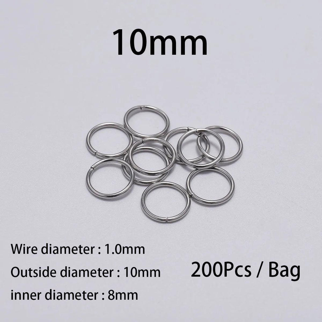 100-200pcs 3-15mm Stainless Steel Open Single Loops Jump Rings Split Ring For Jewelry Making DIY Connector Accessories