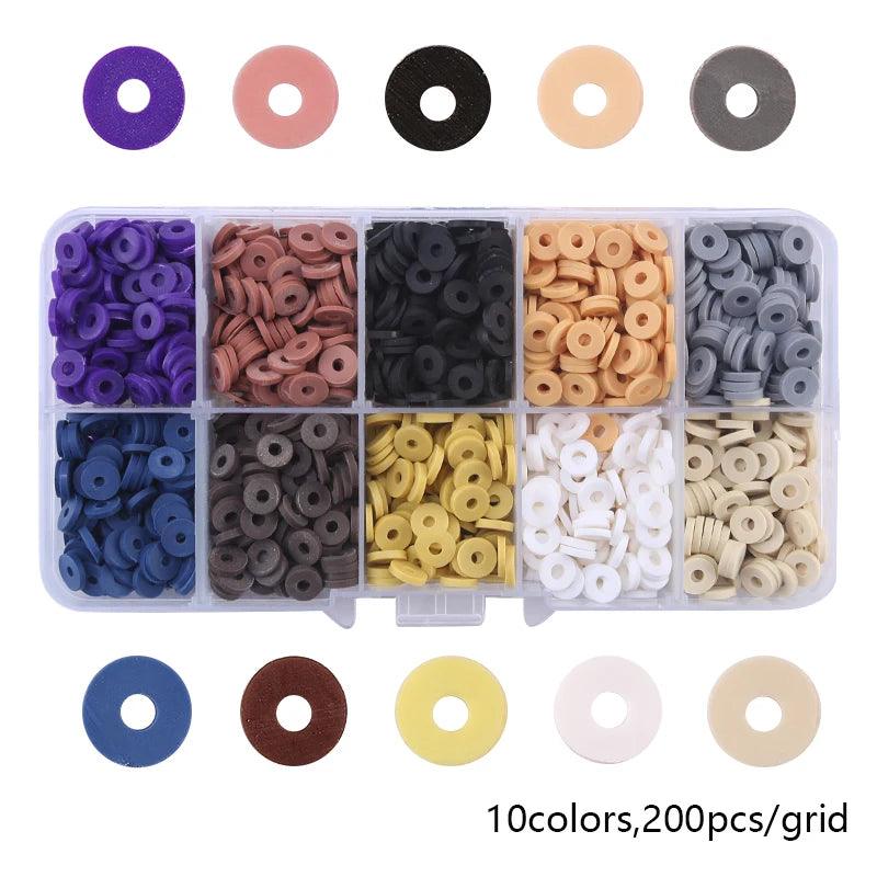 6mm Polymer Clay Beads Kit Flat Round Spacer Beads Kit with Alphabet Beads Pearls for Bracelets Necklace Making Jewelry DIY
