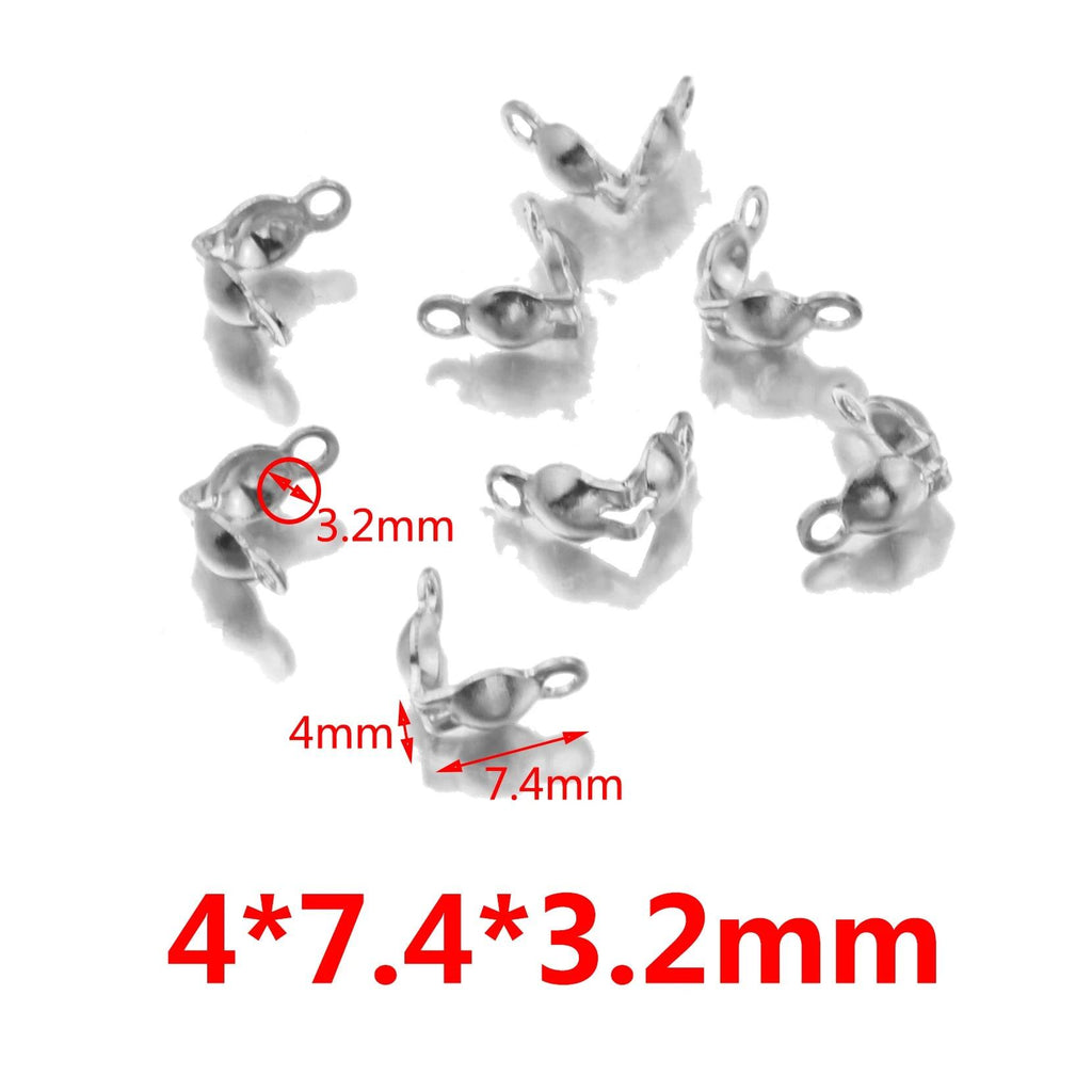 50pcs/lot Connector Clasp Fitting Stainless Steel  Ball Chain Calotte End Crimps Beads Connector for DIY Jewelry Making Supplie