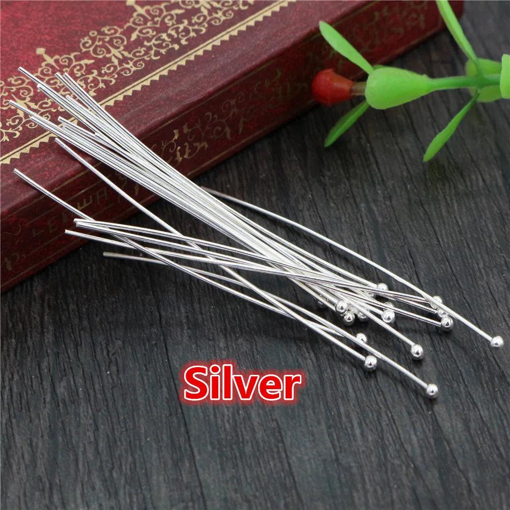 200pcs/lot 16 20 25 30 40 45 50mm Silver Color Metal Ball Head Pins For Diy Jewelry Making Head pins Findings Dia 0.5mm Supplies
