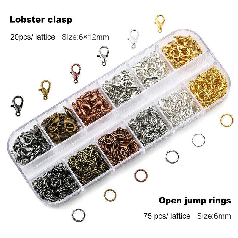 Jewelry Findings Kits With Open Jump Rings Lobster Clasps Hooks Pliers Tweezers for DIY Bracelet Necklace Making Handmade Craft